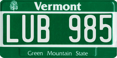 VT license plate LUB985
