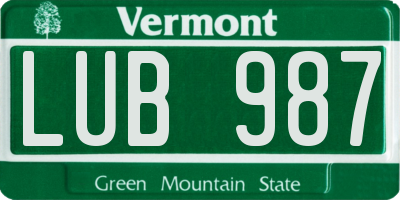 VT license plate LUB987