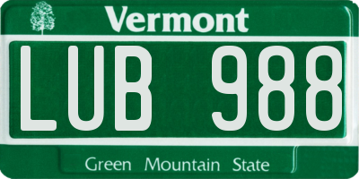 VT license plate LUB988