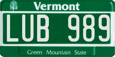 VT license plate LUB989