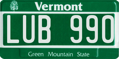 VT license plate LUB990