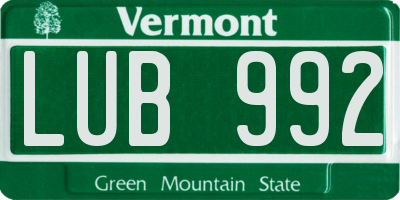 VT license plate LUB992