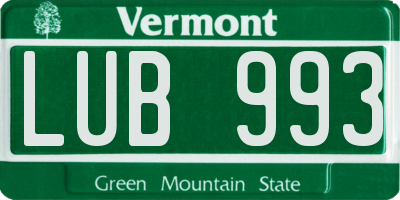 VT license plate LUB993