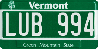 VT license plate LUB994