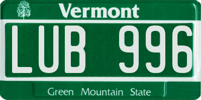 VT license plate LUB996