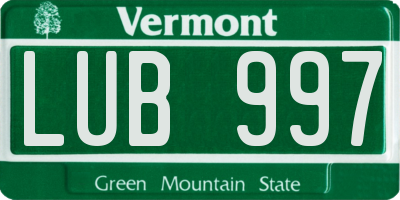 VT license plate LUB997