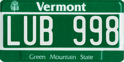VT license plate LUB998