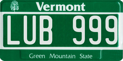 VT license plate LUB999