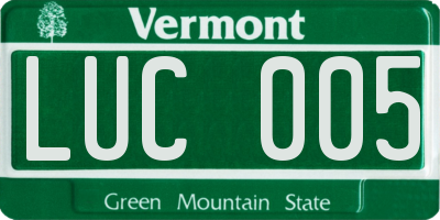 VT license plate LUC005