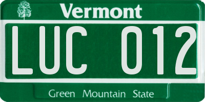 VT license plate LUC012