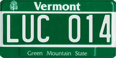 VT license plate LUC014