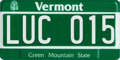 VT license plate LUC015