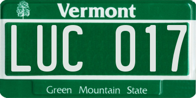 VT license plate LUC017