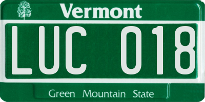 VT license plate LUC018