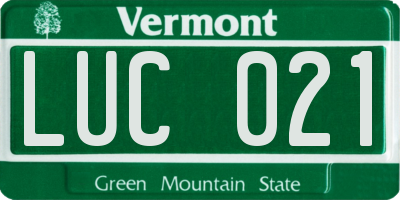 VT license plate LUC021