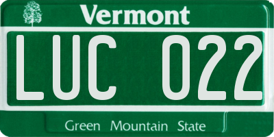 VT license plate LUC022