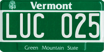VT license plate LUC025