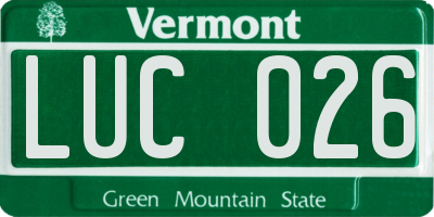 VT license plate LUC026