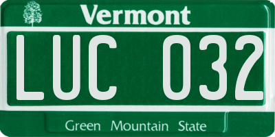 VT license plate LUC032