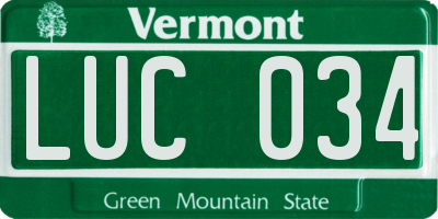 VT license plate LUC034