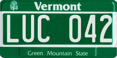 VT license plate LUC042