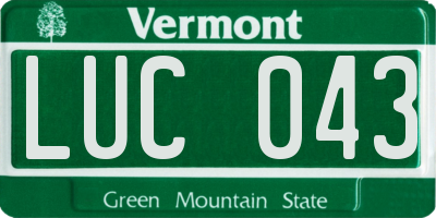 VT license plate LUC043