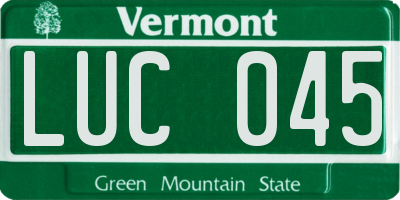 VT license plate LUC045