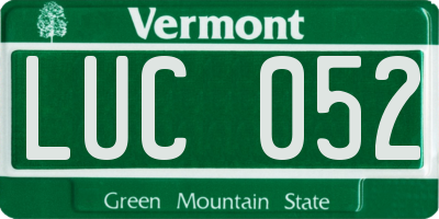 VT license plate LUC052