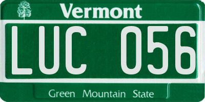 VT license plate LUC056