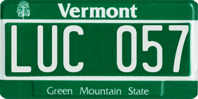 VT license plate LUC057