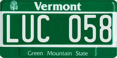 VT license plate LUC058