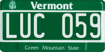 VT license plate LUC059