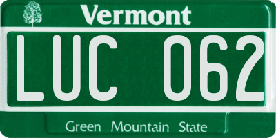 VT license plate LUC062