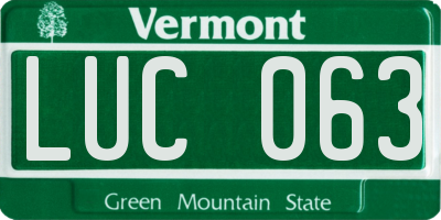 VT license plate LUC063