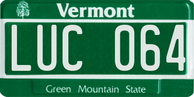 VT license plate LUC064