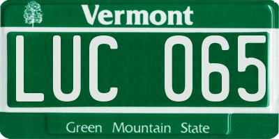 VT license plate LUC065