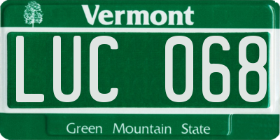 VT license plate LUC068