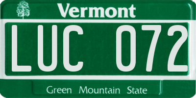 VT license plate LUC072