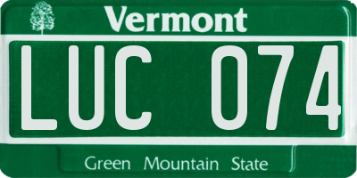VT license plate LUC074