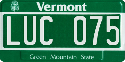 VT license plate LUC075