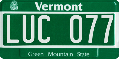 VT license plate LUC077