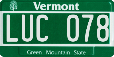 VT license plate LUC078