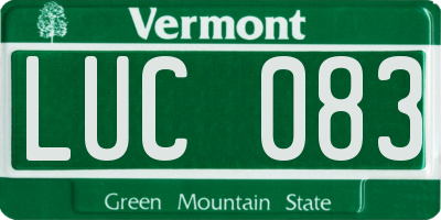 VT license plate LUC083