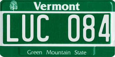 VT license plate LUC084