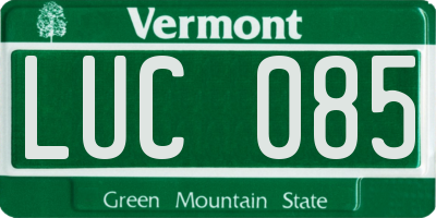 VT license plate LUC085