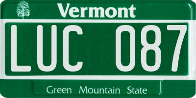 VT license plate LUC087