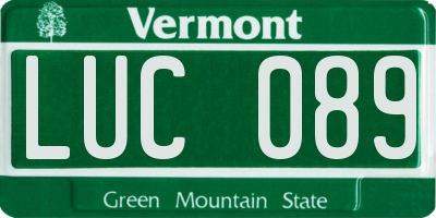 VT license plate LUC089
