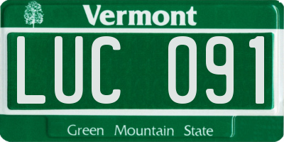 VT license plate LUC091