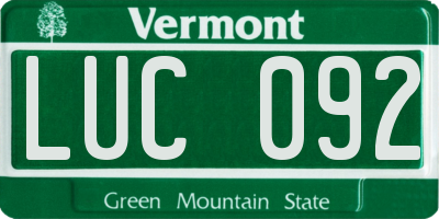 VT license plate LUC092
