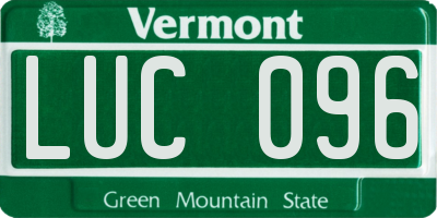 VT license plate LUC096
